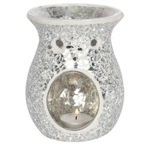 Load image into Gallery viewer, Large silver crackle mirror burner - scentaholic.uk
