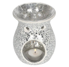 Load image into Gallery viewer, Large silver crackle mirror burner - scentaholic.uk
